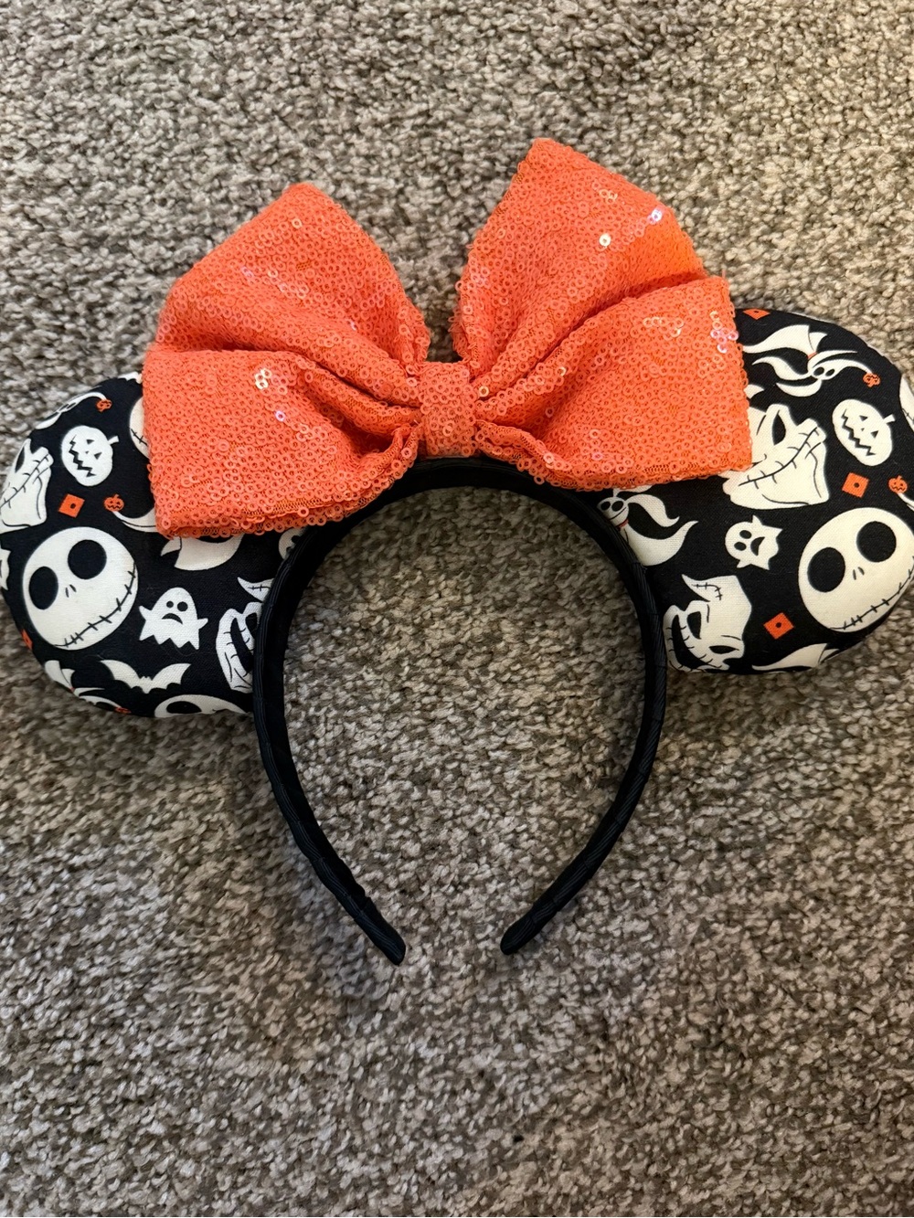 Orange Sequin Bow The Nightmare Before Christmas Minne Mouse Ear Headband